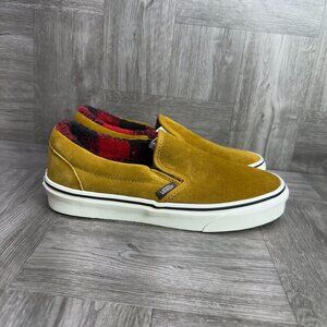Vans Classic Slip On Women's size 8 Dark Mustard Suede Lined Skate Shoes